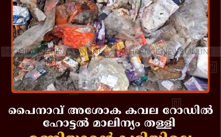 പൈനാവ് അശോക കവല റോഡില്‍ ഹോട്ടല്‍ മാലിന്യം തള്ളി:  മണിയാറന്‍കുടിയിലെ ഹോട്ടലിനെതിരെ നടപടി