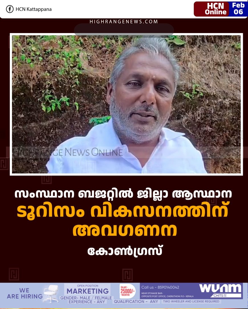 സംസ്ഥാന ബജറ്റില്‍ ജില്ലാ ആസ്ഥാന ടൂറിസം വികസനത്തിന് അവഗണന: കോണ്‍ഗ്രസ്