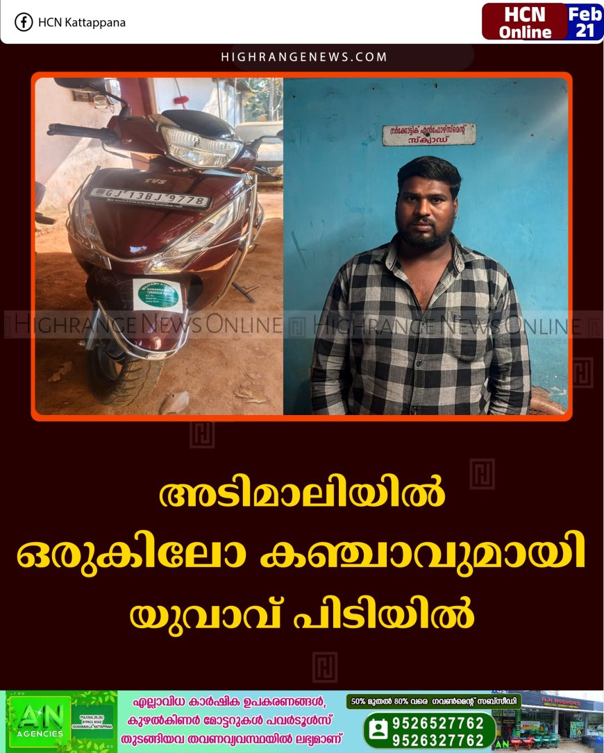 അടിമാലിയില്‍ ഒരുകിലോ കഞ്ചാവുമായി യുവാവ് പിടിയില്‍ 