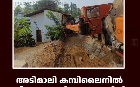 അടിമാലി കമ്പിലൈനില്‍ ദേശീയപാത നിര്‍മാണത്തിനിടെ ക്രെയിൻ മറിഞ്ഞ് അപകടം 