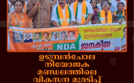 ഉടുമ്പന്‍ചോല നിയോജക മണ്ഡലത്തിലെ വികസന മുരടിപ്പ്: എന്‍ഡിഎ എംഎംഎ ഓഫീസിലേക്ക് മാര്‍ച്ച് നടത്തി  