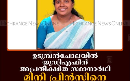 ഉടുമ്പന്‍ചോലയില്‍ യുഡിഎഫിന് അപ്രതീക്ഷിത സ്ഥാനാര്‍ഥി: മിനി പ്രിന്‍സിനെ കളത്തിലിറക്കാന്‍ കോണ്‍ഗ്രസ്