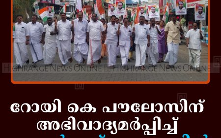 റോയി കെ പൗലോസിന് അഭിവാദ്യമര്‍പ്പിച്ച് കോണ്‍ഗ്രസ് കട്ടപ്പനയില്‍ പ്രകടനം നടത്തി 