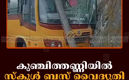 കുഞ്ചിത്തണ്ണിയില്‍ സ്‌കൂള്‍ ബസ് വൈദ്യുതി പോസ്റ്റിലിടിച്ച് അപകടം 