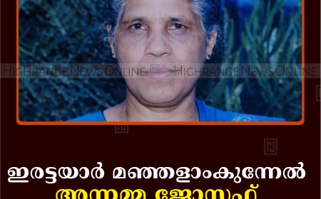 ഇരട്ടയാര്‍ മഞ്ഞളാംകുന്നേല്‍ അന്നമ്മ ജോസഫ് അന്തരിച്ചു