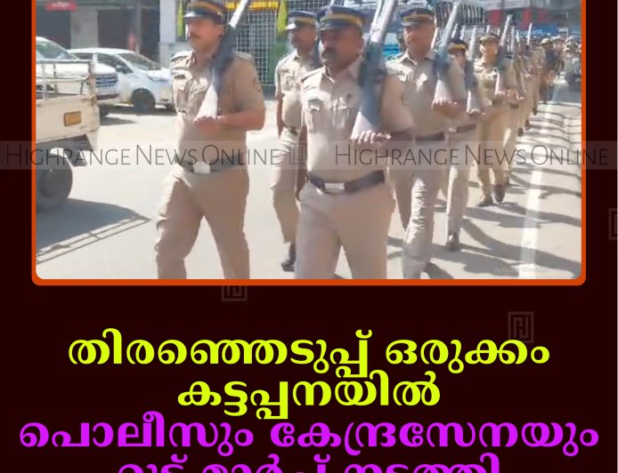 തിരഞ്ഞെടുപ്പ് ഒരുക്കം:  കട്ടപ്പനയില്‍ പൊലീസും കേന്ദ്രസേനയും റൂട്ട് മാര്‍ച്ച് നടത്തി