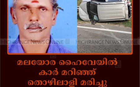 മലയോര ഹൈവേയില്‍ കാര്‍ മറിഞ്ഞ് തൊഴിലാളി മരിച്ചു: അപകടം ഏലപ്പാറ മൂന്നാംമൈലില്‍