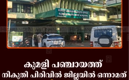 കുമളി പഞ്ചായത്ത് നികുതി പിരിവില്‍ ജില്ലയില്‍ ഒന്നാമത്: സമാഹരിച്ചത് 3.5 കോടി 