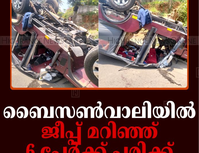 ബൈസണ്‍വാലിയില്‍ ജീപ്പ് മറിഞ്ഞ് 6 പേര്‍ക്ക് പരിക്ക്