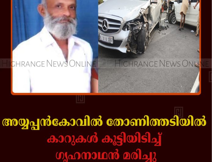 അയ്യപ്പൻകോവിൽ തോണിത്തടിയിൽ കാറുകൾ കൂട്ടിയിടിച്ച് ഗൃഹനാഥൻ മരിച്ചു