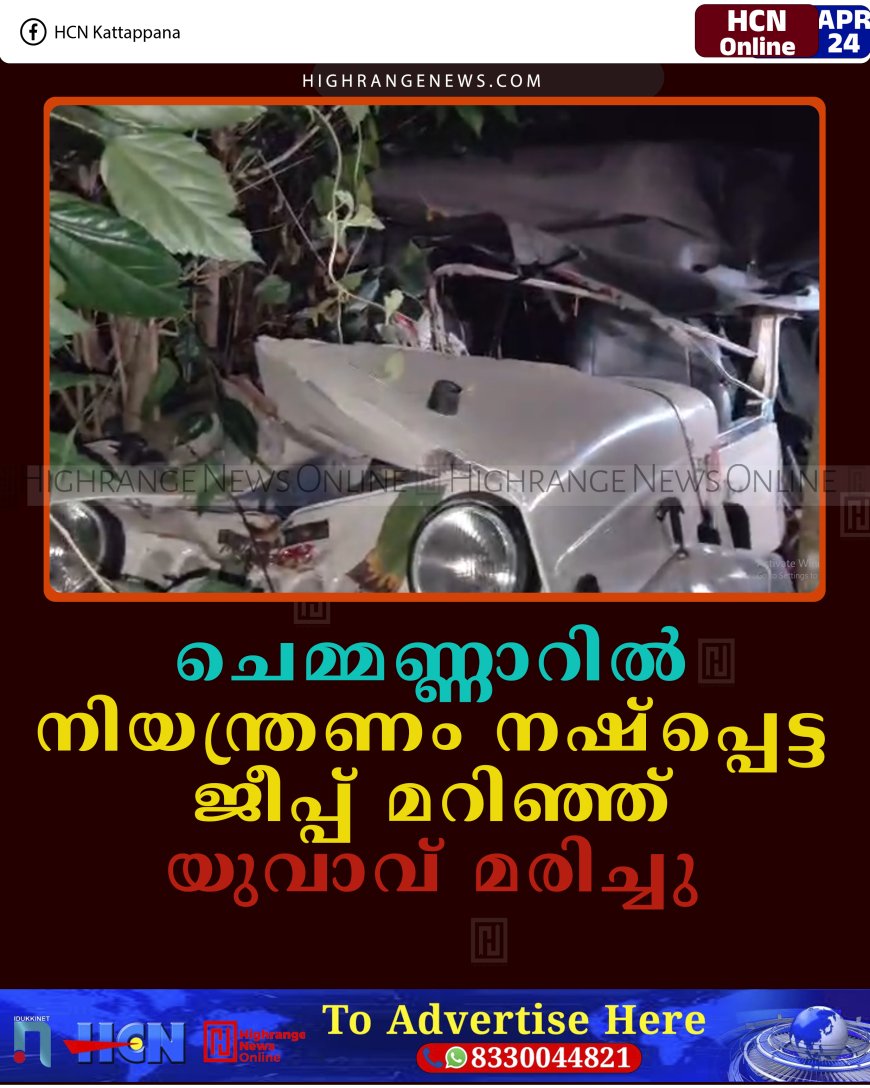 ചെമ്മണ്ണാറില്‍ നിയന്ത്രണം നഷ്‌പ്പെട്ട ജീപ്പ് മറിഞ്ഞ് യുവാവ് മരിച്ചു 