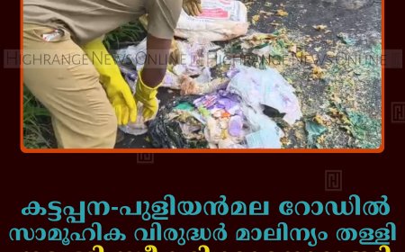 കട്ടപ്പന-പുളിയന്‍മല റോഡില്‍ സാമൂഹിക വിരുദ്ധര്‍ മാലിന്യം തള്ളി: നടപടി സ്വീകരിക്കാനൊരുങ്ങി നഗരസഭ 