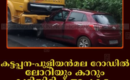കട്ടപ്പന-പുളിയന്‍മല റോഡില്‍ ലോറിയും കാറും കൂട്ടിയിടിച്ച് അപകടം: മൂന്ന് പേര്‍ക്ക് പരിക്ക്
