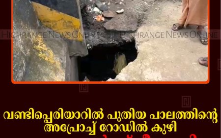വണ്ടിപ്പെരിയാറില്‍ പുതിയ പാലത്തിന്റെ അപ്രോച്ച് റോഡില്‍ കുഴി: യാത്രക്കാര്‍ക്ക് ഭീഷണി