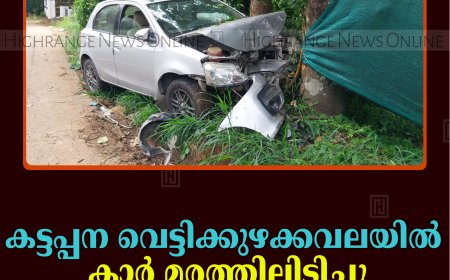 കട്ടപ്പന വെട്ടിക്കുഴക്കവലയില്‍ കാര്‍ മരത്തിലിടിച്ചു  