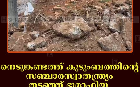 നെടുങ്കണ്ടത്ത് കുടുംബത്തിന്റെ സഞ്ചാരസ്വാതന്ത്ര്യം തടഞ്ഞ് ഭൂമാഫിയ: വീട്ടിലേക്കുള്ള കോണ്‍ക്രീറ്റ് പാത തകര്‍ത്തു