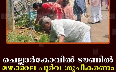 ചെല്ലാര്‍കോവില്‍ ടൗണില്‍ മഴക്കാല പൂര്‍വ ശുചീകരണം നടത്തി  