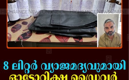 8 ലിറ്റര്‍ വ്യാജമദ്യവുമായി ഓട്ടോറിക്ഷ ഡ്രൈവര്‍ കട്ടപ്പനയിൽ പിടിയിൽ