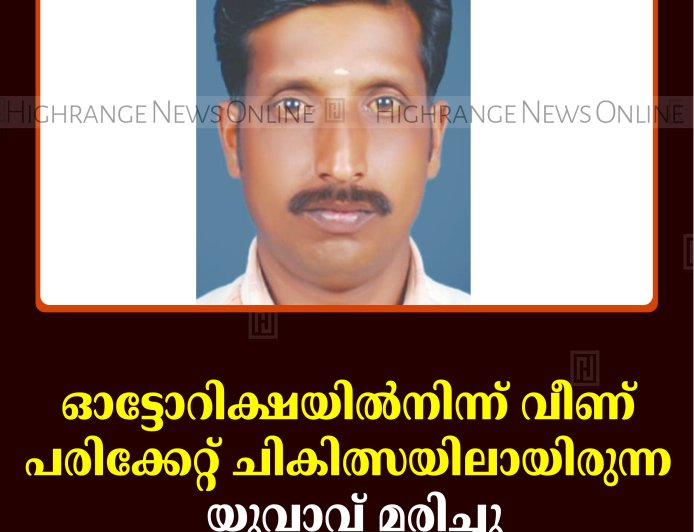 ഓട്ടോറിക്ഷയില്‍നിന്ന് വീണ് പരിക്കേറ്റ് ചികിത്സയിലായിരുന്ന യുവാവ് മരിച്ചു