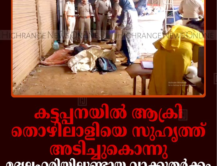 കട്ടപ്പനയില്‍ ആക്രി തൊഴിലാളിയെ സുഹൃത്ത് അടിച്ചുകൊന്നു: മദ്യലഹരിയിലുണ്ടായ വാക്കുതര്‍ക്കം കൊലപാതകത്തില്‍ കലാശിച്ചു