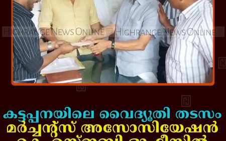 കട്ടപ്പനയിലെ വൈദ്യൂതി തടസം: മര്‍ച്ചന്റ്‌സ് അസോസിയേഷന്‍ കെഎസ്ഇബി ഓഫീസില്‍ നിവേദനം നല്‍കി