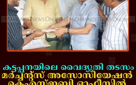 കട്ടപ്പനയിലെ വൈദ്യുതി തടസം: മര്‍ച്ചന്റ്സ് അസോസിയേഷന്‍ കെഎസ്ഇബി ഓഫീസില്‍ നിവേദനം നല്‍കി