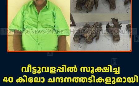 വീട്ടുവളപ്പില്‍ സൂക്ഷിച്ച 40 കിലോ ചന്ദനത്തടികളുമായി മറയൂര്‍ സ്വദേശി പിടിയില്‍  