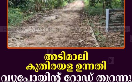 അടിമാലി കുതിരയള ഉന്നതി വ്യൂപോയിന്റ് റോഡ് തുറന്നു
