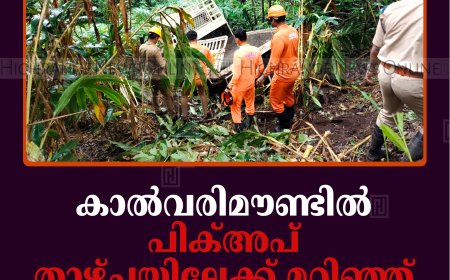 കാല്‍വരിമൗണ്ടില്‍ പിക്അപ് താഴ്ചയിലേക്ക് മറിഞ്ഞ് 2 പേര്‍ക്ക് പരിക്ക്