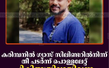 കരിമ്പനില്‍ ഗ്യാസ് സിലിണ്ടറില്‍നിന്ന് തീ പടര്‍ന്ന് പൊള്ളലേറ്റ് ചികിത്സയിലായിരുന്ന യുവാവ് മരിച്ചു