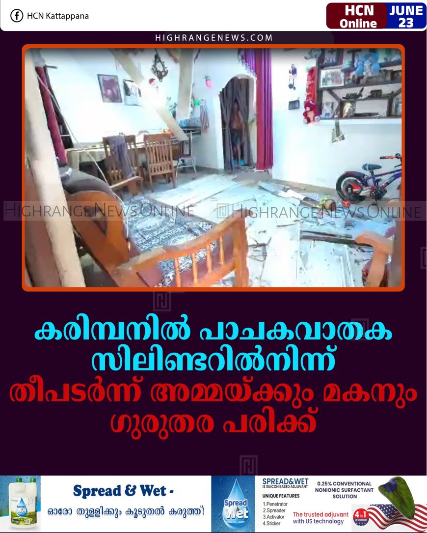 കരിമ്പനില്‍ പാചകവാതക സിലിണ്ടറില്‍നിന്ന് തീപടര്‍ന്ന് അമ്മയ്ക്കും മകനും ഗുരുതര പരിക്ക് 