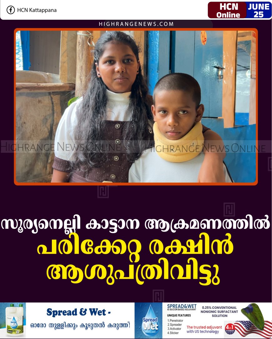 സൂര്യനെല്ലി കാട്ടാന ആക്രമണത്തില്‍ പരിക്കേറ്റ രക്ഷിന്‍ ആശുപത്രിവിട്ടു   