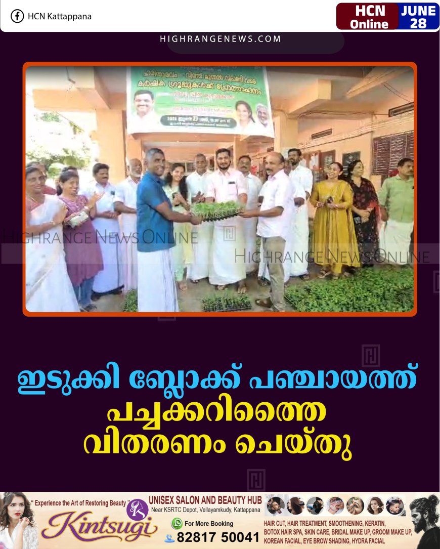 ഇടുക്കി ബ്ലോക്ക് പഞ്ചായത്ത് പച്ചക്കറിത്തൈ വിതരണം ചെയ്തു 