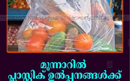 മൂന്നാറില്‍ പ്ലാസ്റ്റിക് ഉല്‍പ്പനങ്ങള്‍ക്ക് നിരോധനം ഏര്‍പ്പെടുത്തി പഞ്ചായത്ത്   