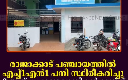 രാജാക്കാട് പഞ്ചായത്തില്‍ എച്ച്1എന്‍1 പനി സ്ഥിരീകരിച്ചു: 3 ആഴ്ച പ്രദേശവാസികള്‍ മാസ്‌ക് ധരിക്കണമെന്ന് ആരോഗ്യവകുപ്പ്  