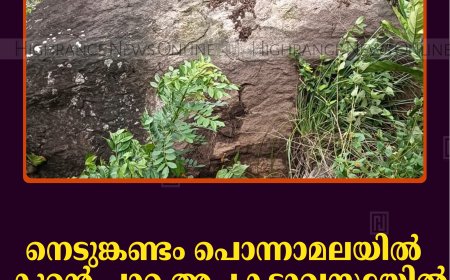 നെടുങ്കണ്ടം പൊന്നാമലയില്‍ കൂറ്റന്‍ പാറ അപകടാവസ്ഥയില്‍: നാട്ടുകാര്‍ ഭീതിയില്‍  