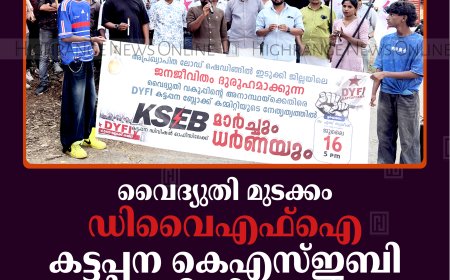 വൈദ്യുതി മുടക്കം: ഡിവൈഎഫ്‌ഐ കട്ടപ്പന കെഎസ്ഇബി ഓഫീസിലേക്ക് മാര്‍ച്ചും ധര്‍ണയും നടത്തി