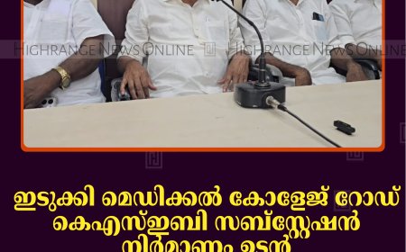ഇടുക്കി മെഡിക്കല്‍ കോളേജ് റോഡ്, കെഎസ്ഇബി സബ്സ്റ്റേഷന്‍ നിര്‍മാണം ഉടന്‍: റോയി കെ പൗലോസ് എംഎല്‍എ