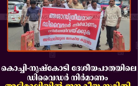 കൊച്ചി-നുഷ്‌കോടി ദേശീയപാതയിലെ ഡിവൈഡര്‍ നിര്‍മാണം: അടിമാലിയില്‍ ജനകീയ സമിതി പ്രതിഷേധ പ്രകടനം നടത്തി