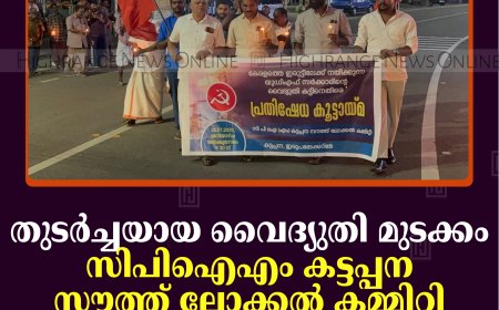 തുടര്‍ച്ചയായ വൈദ്യുതി മുടക്കം: സിപിഐഎം കട്ടപ്പന സൗത്ത് ലോക്കല്‍ കമ്മിറ്റി പ്രതിഷേധ കൂട്ടായ്മ നടത്തി