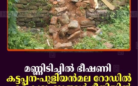 മണ്ണിടിച്ചില്‍ ഭീഷണി: കട്ടപ്പന - പുളിയന്‍മല റോഡില്‍ എട്ട് കുടുംബങ്ങള്‍ ഭീതിയില്‍