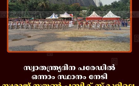 സ്വാതന്ത്ര്യദിന പരേഡില്‍ ഒന്നാം സ്ഥാനം നേടി സ്വരാജ് സയണ്‍ പബ്ലിക് സ്‌കൂളിലെ എന്‍സിസി നേവല്‍ കേഡറ്റ് 