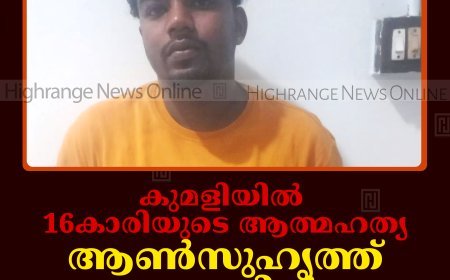 കുമളിയില്‍ 16കാരിയുടെ ആത്മഹത്യ: ആണ്‍സുഹൃത്ത് അറസ്റ്റില്‍: പെണ്‍കുട്ടി പീഡനത്തിനിരയായതായി പോസ്റ്റ്‌മോര്‍ട്ടം റിപ്പോര്‍ട്ട്