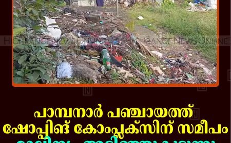 പാമ്പനാര്‍ പഞ്ചായത്ത് ഷോപ്പിങ് കോംപ്ലക്‌സിന് സമീപം മാലിന്യം അടിഞ്ഞുകൂടുന്നു
