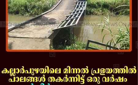 കല്ലാര്‍പുഴയിലെ മിന്നല്‍ പ്രളയത്തില്‍ പാലങ്ങള്‍ തകര്‍ന്നിട്ട് ഒരു വര്‍ഷം: പുനര്‍നിര്‍മാണം വൈകുന്നു: നാട്ടുകാര്‍ക്ക് യാത്രാദുരിതം