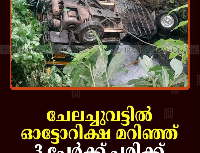 ചേലച്ചുവട്ടില്‍ ഓട്ടോറിക്ഷ മറിഞ്ഞ് 3 പേര്‍ക്ക് പരിക്ക്