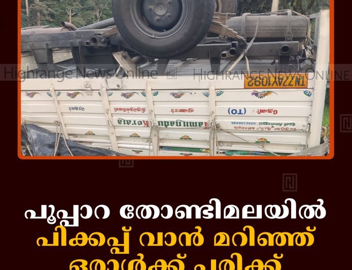 പൂപ്പാറ തോണ്ടിമലയില്‍ പിക്കപ്പ് വാന്‍ മറിഞ്ഞ് ഒരാള്‍ക്ക് പരിക്ക് 