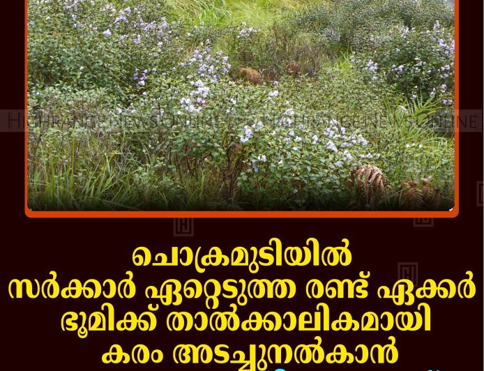 ചൊക്രമുടിയില്‍ സര്‍ക്കാര്‍ ഏറ്റെടുത്ത രണ്ട് ഏക്കര്‍ ഭൂമിക്ക് താല്‍ക്കാലികമായി കരം അടച്ചുനല്‍കാന്‍ ഹൈക്കോടതി ഉത്തരവ് 