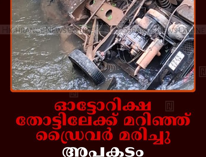 ഓട്ടോറിക്ഷ തോട്ടിലേക്ക് മറിഞ്ഞ് ഡ്രൈവര്‍ മരിച്ചു: അപകടം ഇടുക്കി ഉപ്പുതോട്ടില്‍