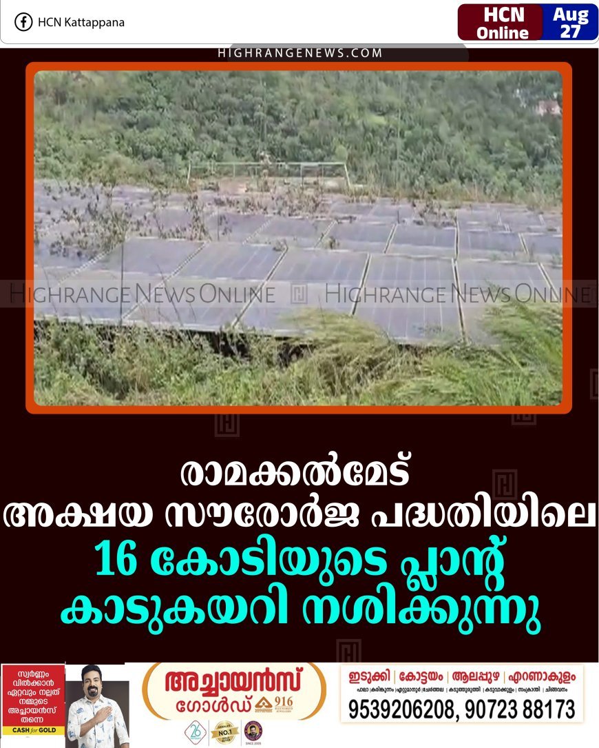 രാമക്കല്‍മേട് അക്ഷയ സൗരോര്‍ജ പദ്ധതിയിലെ 16 കോടിയുടെ പ്ലാന്റ് കാടുകയറി നശിക്കുന്നു